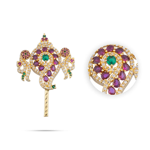 Balaji Shankh Chakra Pair - 1.75 x 1 Inches | Multicolour AD Stone Shankha Chakra/Artificial Jewelry for Deity - Deity Accessories