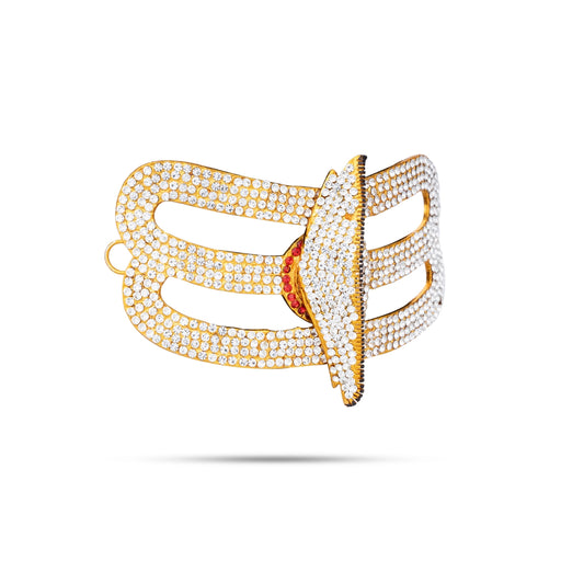 Stone Vibuthi Pattai - 3.5 x 5.5 Inches | Eye Design Tripundra Tilak/ Thiruneer Pattai for Deity - Head & Face Accessories