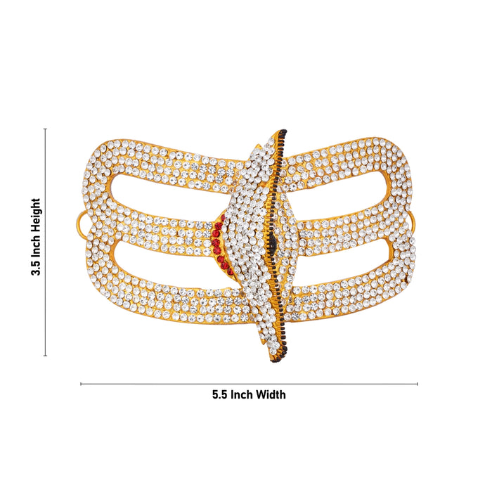 Stone Vibuthi Pattai - 3.5 x 5.5 Inches | Eye Design Tripundra Tilak/ Thiruneer Pattai for Deity - Head & Face Accessories