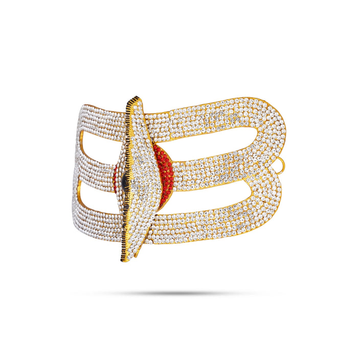 Stone Vibuthi Pattai - 4.75 x 7 Inches | Eye Design Tripundra Tilak/ Thiruneer Pattai for Deity - Head & Face Accessories