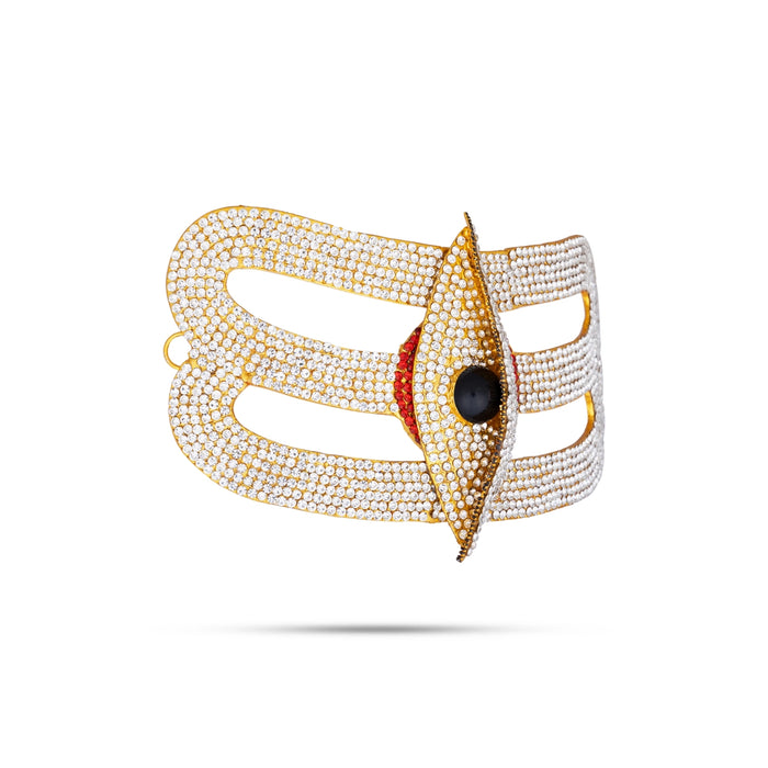 Stone Vibuthi Pattai - 4.75 x 7 Inches | Eye Design Tripundra Tilak/ Thiruneer Pattai for Deity - Head & Face Accessories