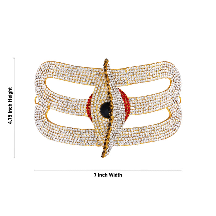 Stone Vibuthi Pattai - 4.75 x 7 Inches | Eye Design Tripundra Tilak/ Thiruneer Pattai for Deity - Head & Face Accessories