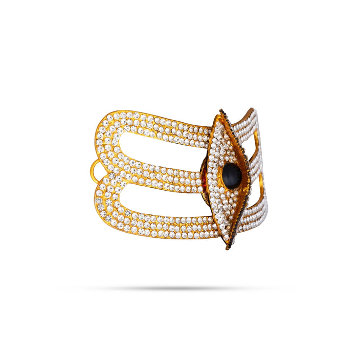 Stone Vibuthi Pattai - 3 x 5 Inches | Eye Design Tripundra Tilak/ Thiruneer Pattai for Deity - Head & Face Accessories