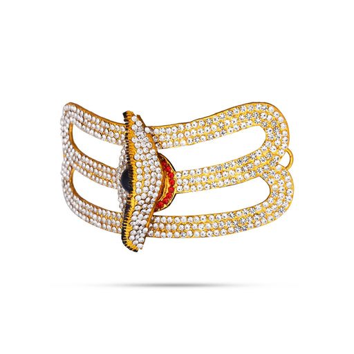 Stone Vibuthi Pattai - 3 x 5 Inches | Eye Design Tripundra Tilak/ Thiruneer Pattai for Deity - Head & Face Accessories