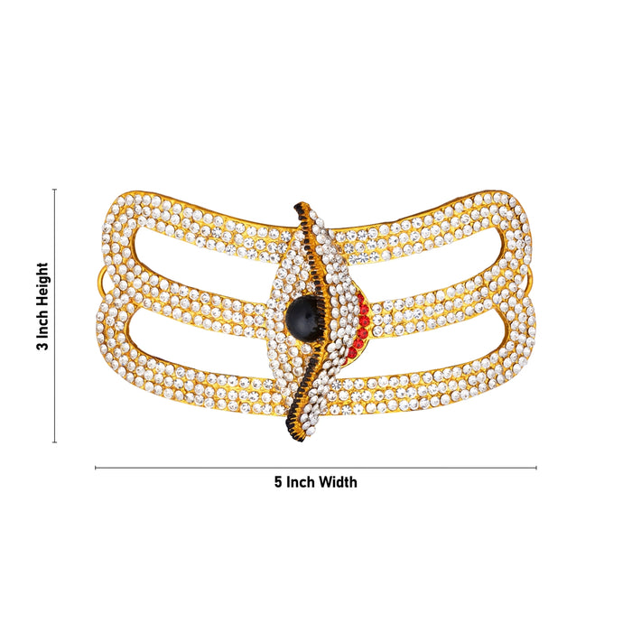 Stone Vibuthi Pattai - 3 x 5 Inches | Eye Design Tripundra Tilak/ Thiruneer Pattai for Deity - Head & Face Accessories