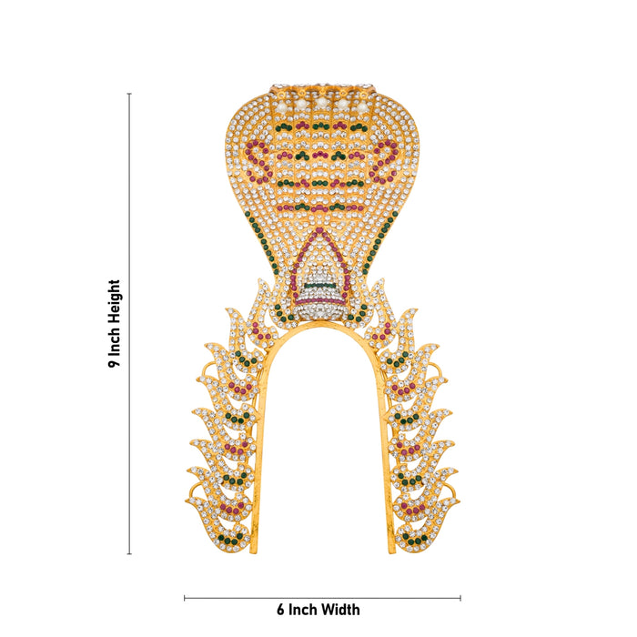Crown - 9 x 6 Inches | Sudar With Nagam Design Kireedam/ Multicolour Stone Mukut/ Kiridam for Deity - Head & Face Accessories