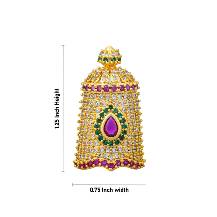 Balaji Half Stone Crown - 1.25 X 0.75 Inches | Multicolour AD Stone Kireedam/ Kiridam/ Mukut For Deity Decor - Head & Face Accessories