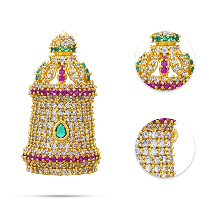 Murugan Half Stone Crown - 1.25 X 0.75 Inches | Multicolour AD Stone Kireedam/ Kiridam/ Mukut For Deity Decor - Head & Face Accessories