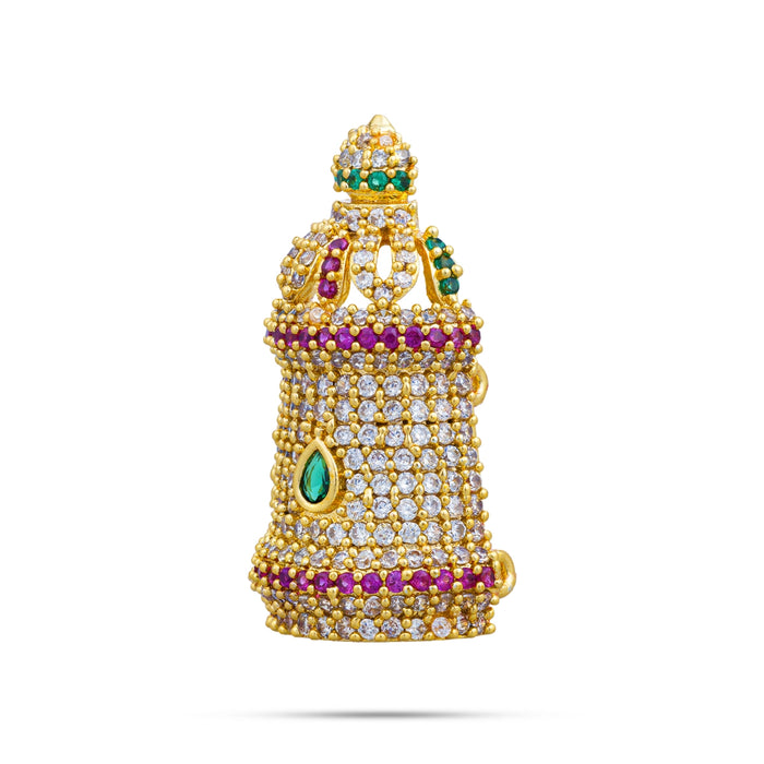 Murugan Half Stone Crown - 1.25 X 0.75 Inches | Multicolour AD Stone Kireedam/ Kiridam/ Mukut For Deity Decor - Head & Face Accessories