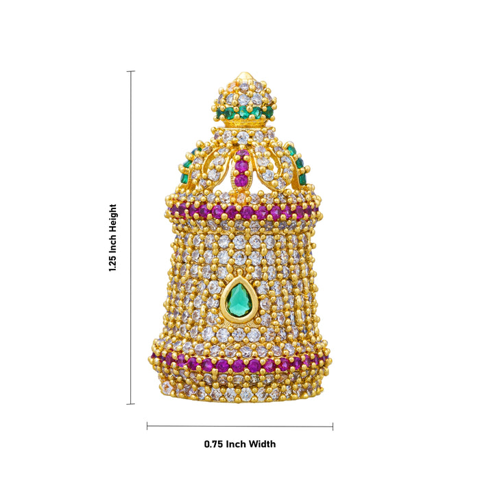 Murugan Half Stone Crown - 1.25 X 0.75 Inches | Multicolour AD Stone Kireedam/ Kiridam/ Mukut For Deity Decor - Head & Face Accessories