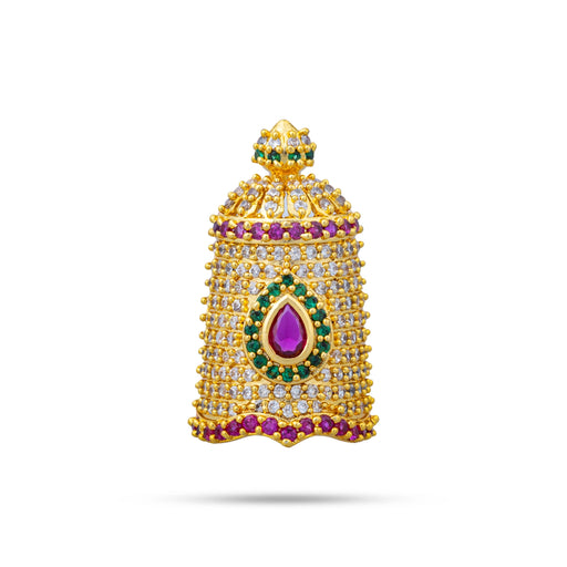 Balaji Half Stone Crown - 1.75 X 1 Inches | Multicolour AD Stone Kireedam/ Kiridam/ Mukut For Deity Decor - Head & Face Accessories