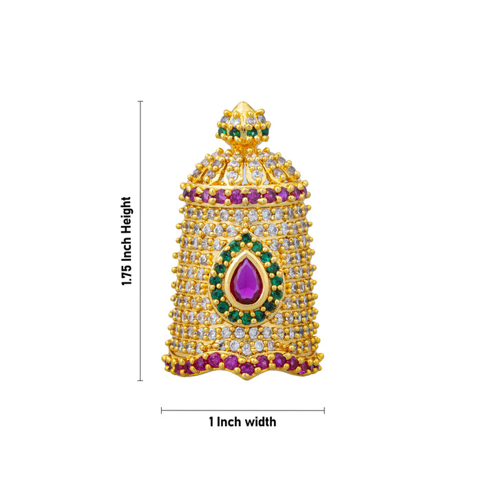 Balaji Half Stone Crown - 1.75 X 1 Inches | Multicolour AD Stone Kireedam/ Kiridam/ Mukut For Deity Decor - Head & Face Accessories