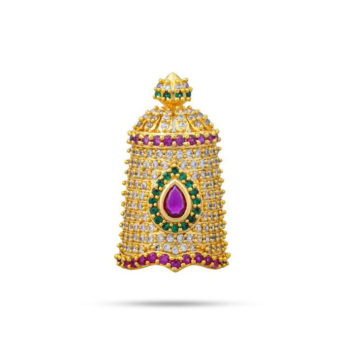Balaji Half Stone Crown - 2.25 X 1 Inches | Multicolour AD Stone Kireedam/ Kiridam/ Mukut For Deity Decor - Head & Face Accessories