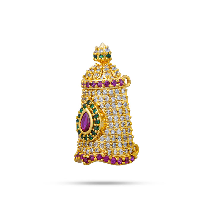 Balaji Half Stone Crown - 2.25 X 1 Inches | Multicolour AD Stone Kireedam/ Kiridam/ Mukut For Deity Decor - Head & Face Accessories