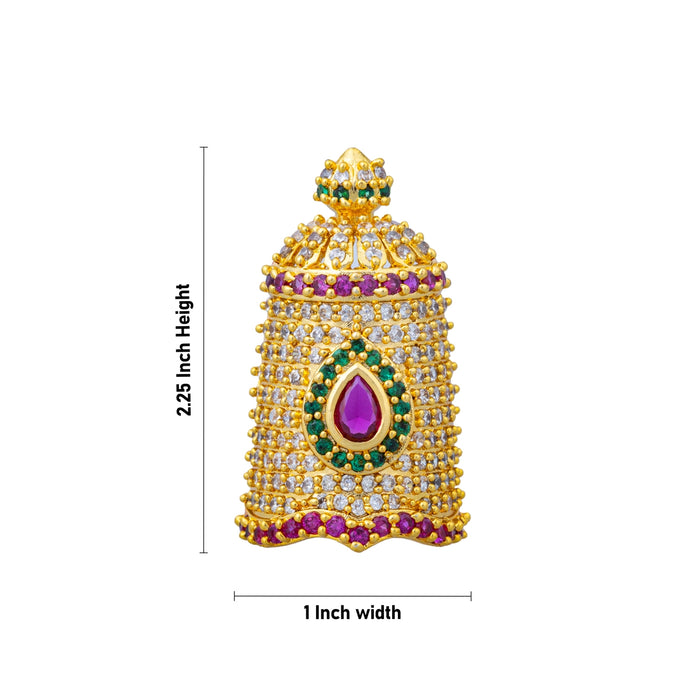 Balaji Half Stone Crown - 2.25 X 1 Inches | Multicolour AD Stone Kireedam/ Kiridam/ Mukut For Deity Decor - Head & Face Accessories