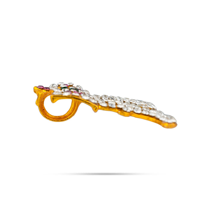 Tiger Nail Design Pendant - 1.75 X 2.25 Inches | Puli Nagam Locket/ Multicolour Stone Dollar For Deity Decor - Neck & Body Accessories