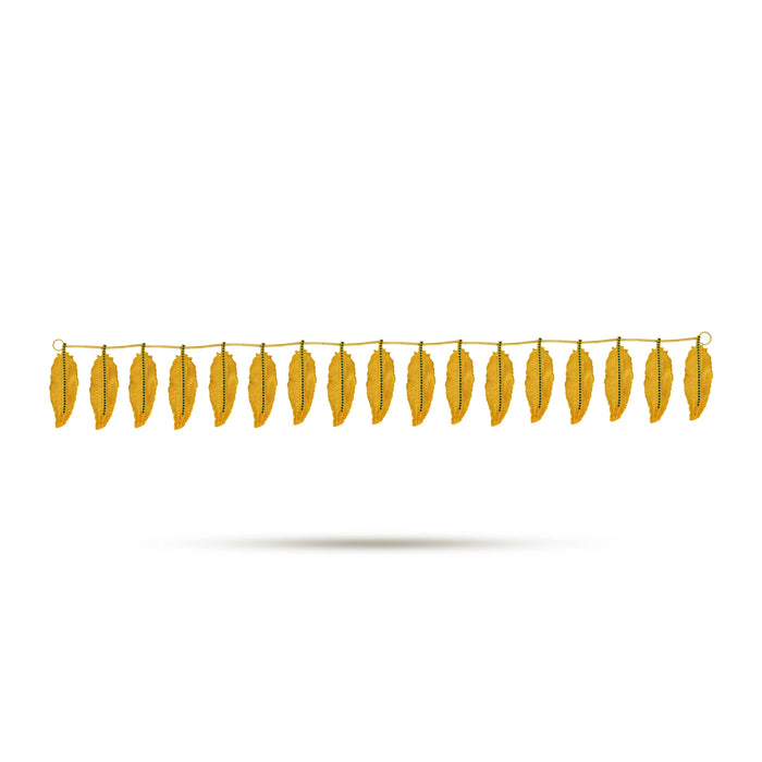 Mango Leaf Design Toran - 44 Inches | Gold Polish With Stone Work Thoran/ Bandanwar for Door Decor - Toran