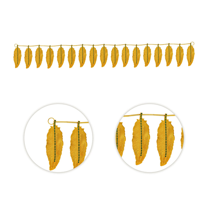 Mango Leaf Design Toran - 44 Inches | Gold Polish With Stone Work Thoran/ Bandanwar for Door Decor - Toran