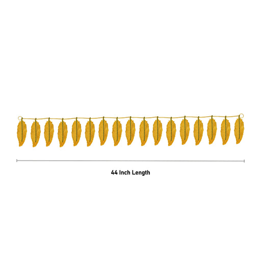 Mango Leaf Design Toran - 44 Inches | Gold Polish With Stone Work Thoran/ Bandanwar for Door Decor - Toran