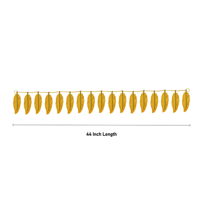 Mango Leaf Design Toran - 44 Inches | Gold Polish With Stone Work Thoran/ Bandanwar for Door Decor - Toran