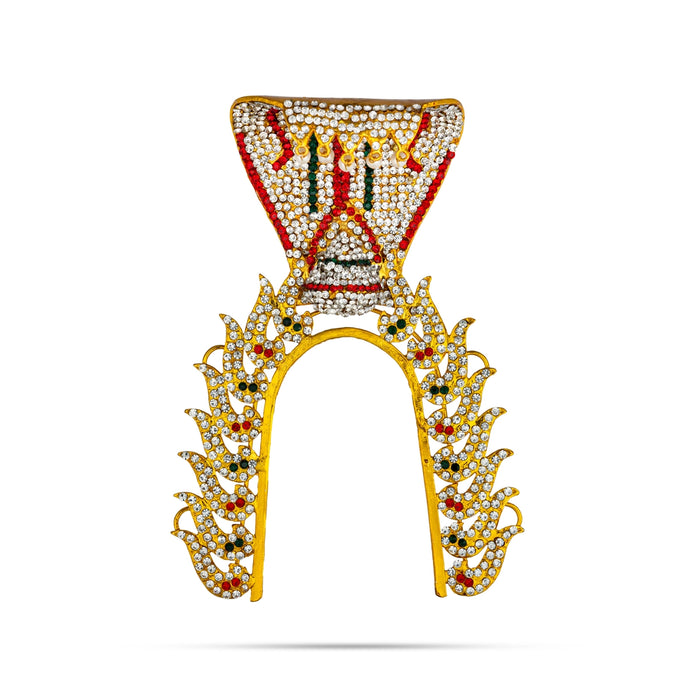 Sudar With Nagam Design Crown- 7 X 5 Inches | Jwala Padaga Kireedam/ Multicolour Stone Kiridam For Deity Decor - Head & Face Accessories