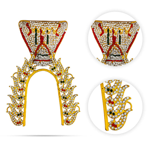Sudar With Nagam Design Crown- 7 X 5 Inches | Jwala Padaga Kireedam/ Multicolour Stone Kiridam For Deity Decor - Head & Face Accessories