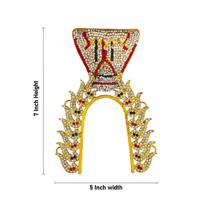Sudar With Nagam Design Crown- 7 X 5 Inches | Jwala Padaga Kireedam/ Multicolour Stone Kiridam For Deity Decor - Head & Face Accessories