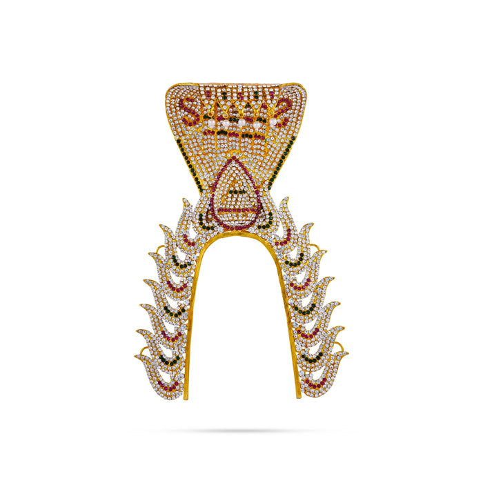 Sudar With Nagam Design Crown - 10 X 6.25 Inches | Jwala Padaga Kireedam/ Multicolour Stone Kiridam For Deity - Head & Face Accessories