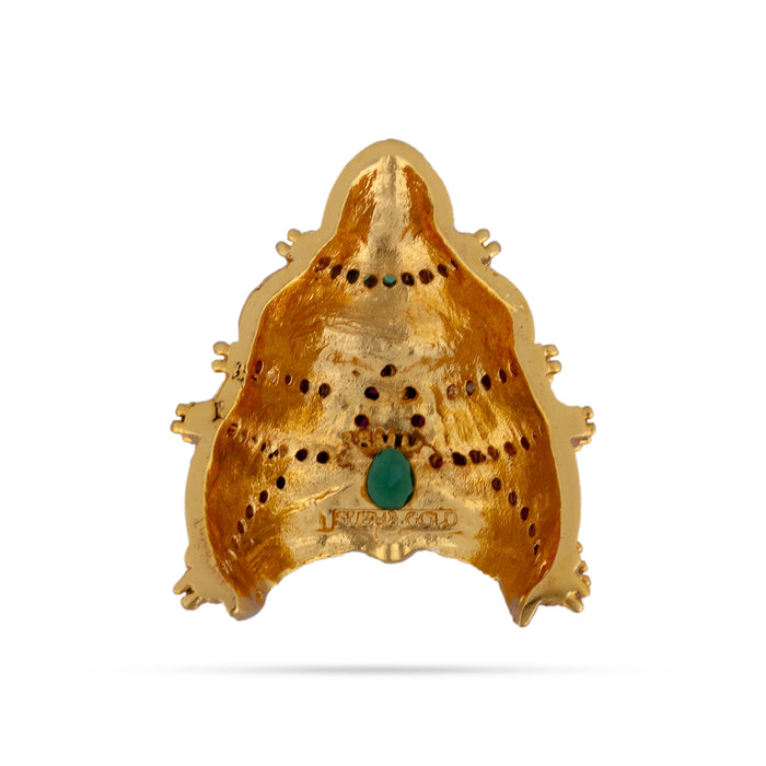 Half Crown - 1.5 x 1.25 Inches | Gold Polish Half Kireedam/ Multicolour Stone Kiridam/ Mukut for Deity Decor