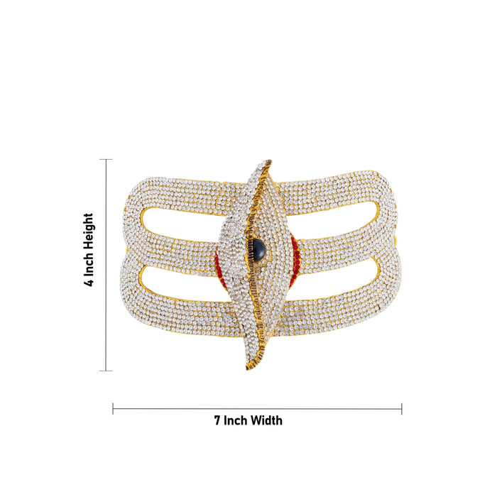 Eye Vibhuti Pattai - 4 x 7 Inches | Eye Tilak/ Stone Vibuthi Pattai/ Stone Jewellery for Deity - Head & Face Accessories