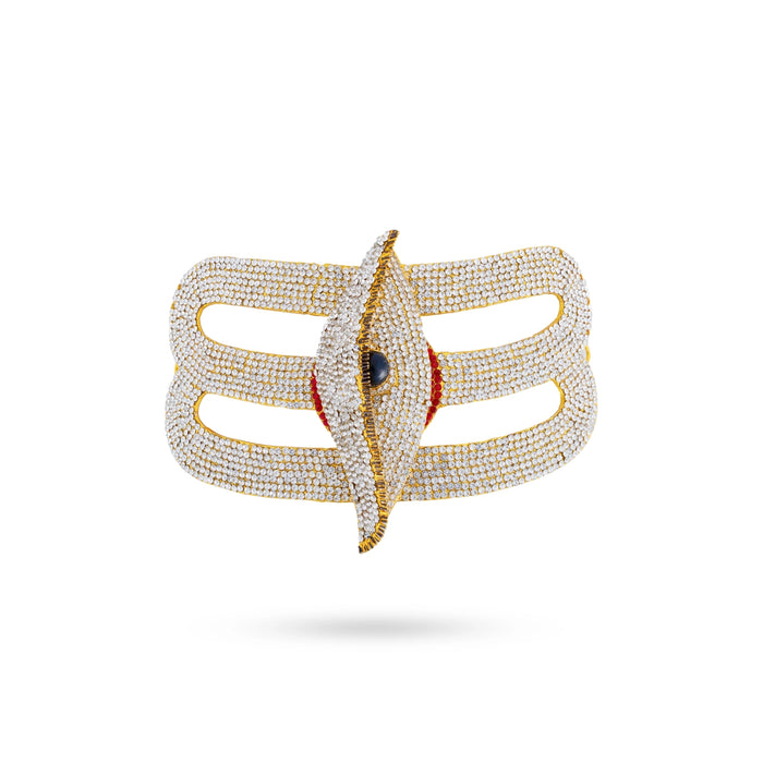 Eye Vibhuti Pattai - 5.5 x 8.5 Inches | Shivan Tilak/ Eye Stone Vibuthi Pattai/ Stone Jewellery for Deity - Head & Face Accessories