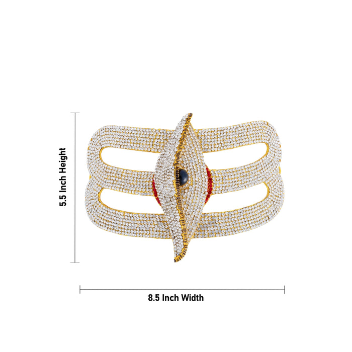 Eye Vibhuti Pattai - 5.5 x 8.5 Inches | Shivan Tilak/ Eye Stone Vibuthi Pattai/ Stone Jewellery for Deity - Head & Face Accessories