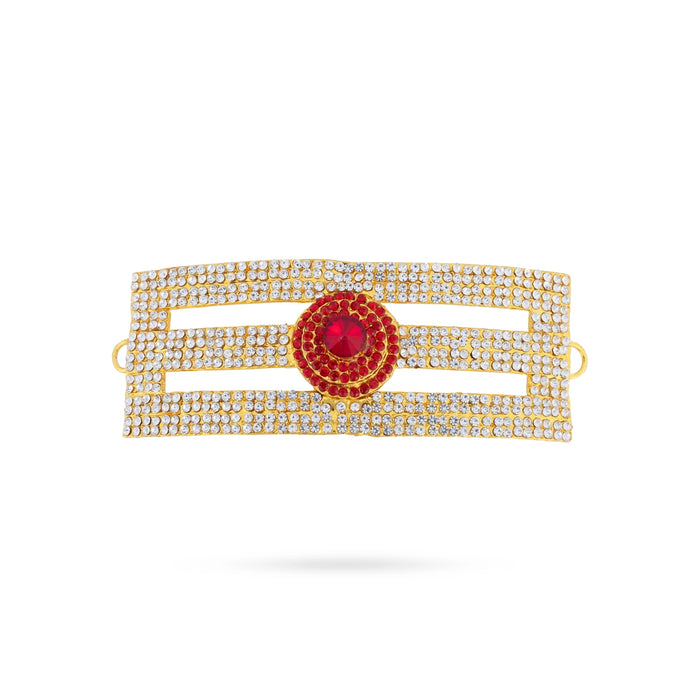 Vibuthi Pattai - 2.5 x 6.5 Inches | Gold Polish & Stone Tripundra Tilak / Vibhuti Pattai for Deity - Head & Face Accessories