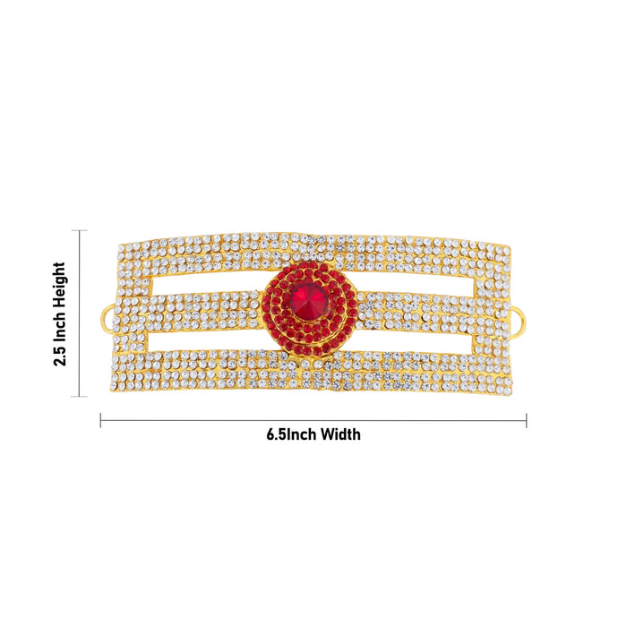 Vibuthi Pattai - 2.5 x 6.5 Inches | Gold Polish & Stone Tripundra Tilak / Vibhuti Pattai for Deity - Head & Face Accessories