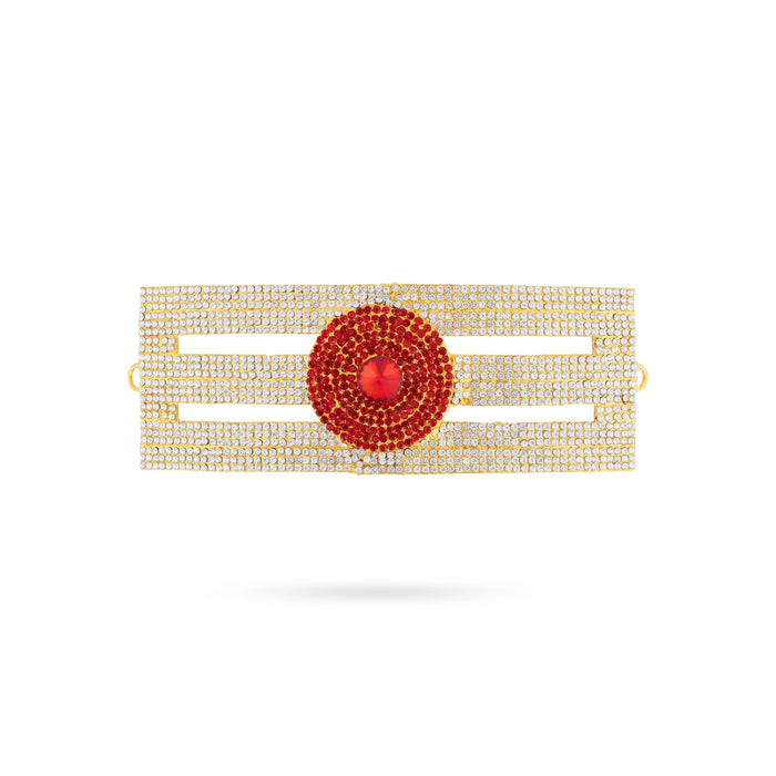 Shivan Vibhuti Pattai - 3.5 x 8.5 Inches | Tripundra Tilak/ Stone Vibuthi Pattai/ Stone Jewellery for Deity - Head & Face Accessories