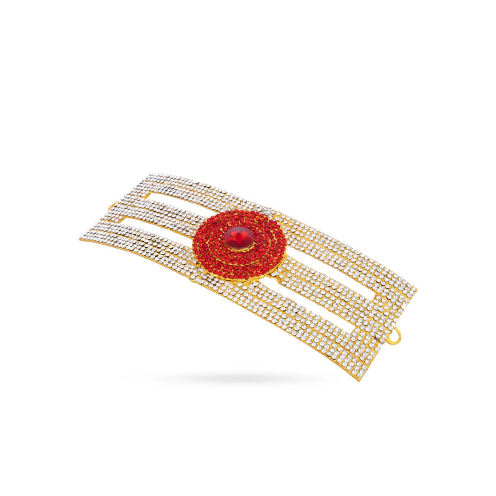 Shivan Vibhuti Pattai - 3.5 x 8.5 Inches | Tripundra Tilak/ Stone Vibuthi Pattai/ Stone Jewellery for Deity - Head & Face Accessories