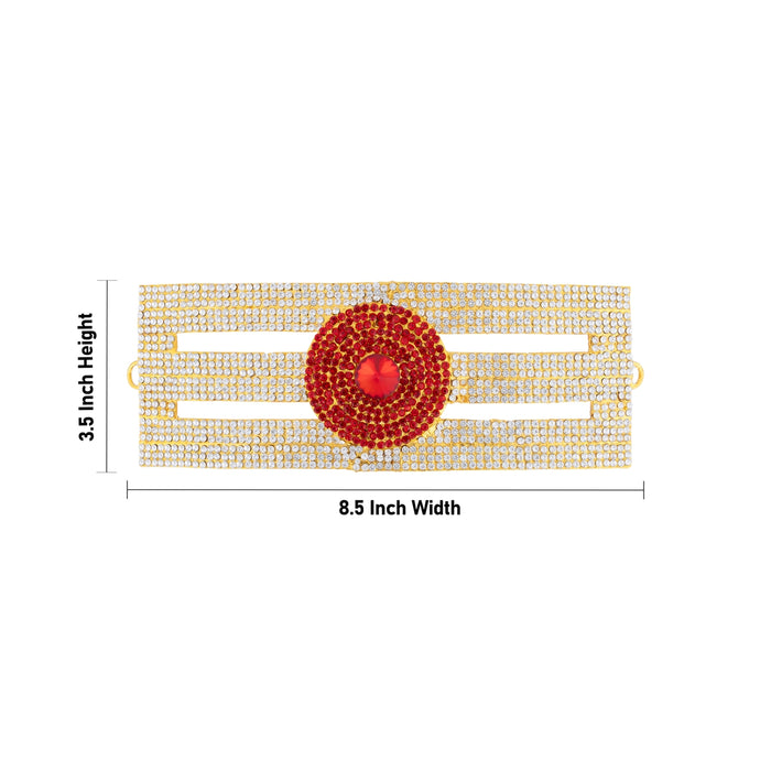 Shivan Vibhuti Pattai - 3.5 x 8.5 Inches | Tripundra Tilak/ Stone Vibuthi Pattai/ Stone Jewellery for Deity - Head & Face Accessories