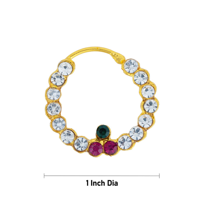 Stone Nose Pin - 1 Inches | Multicolour Stone Nathu Bullaku / Nose Bullaku for Deity - Head & Face Accessories
