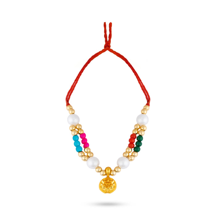 Mala Mukut Set - 2 Inches | Stone & Beads Krishna Jewelry Set/ Crown, Mala & Earrings for Deity Alangaram