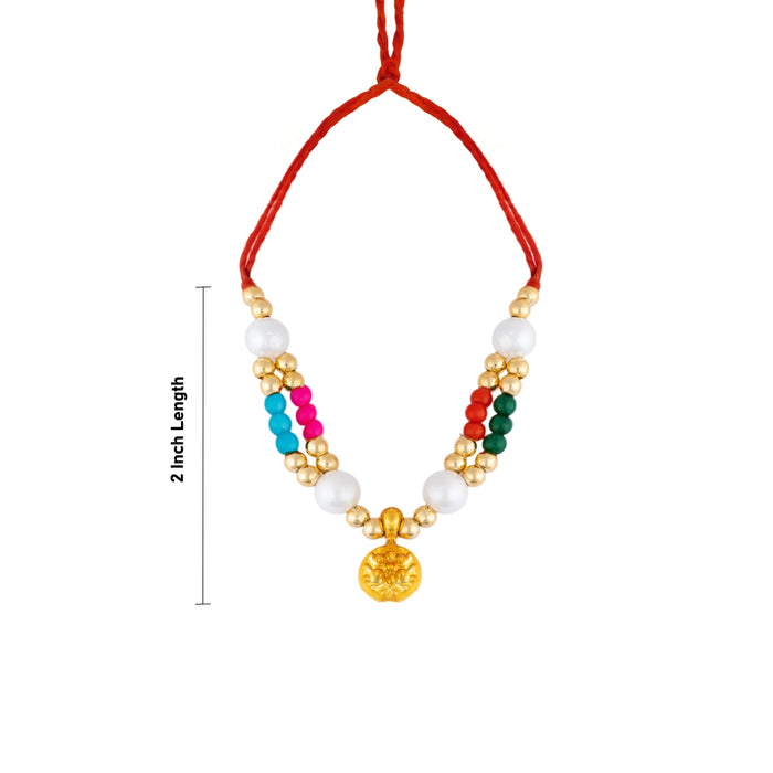 Mala Mukut Set - 2 Inches | Stone & Beads Krishna Jewelry Set/ Crown, Mala & Earrings for Deity Alangaram