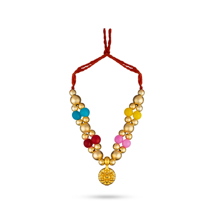 Mala Mukut Set - 2 Inches | Deity Ornament Set / Beaded Necklace & Earrings for Krishna Idol