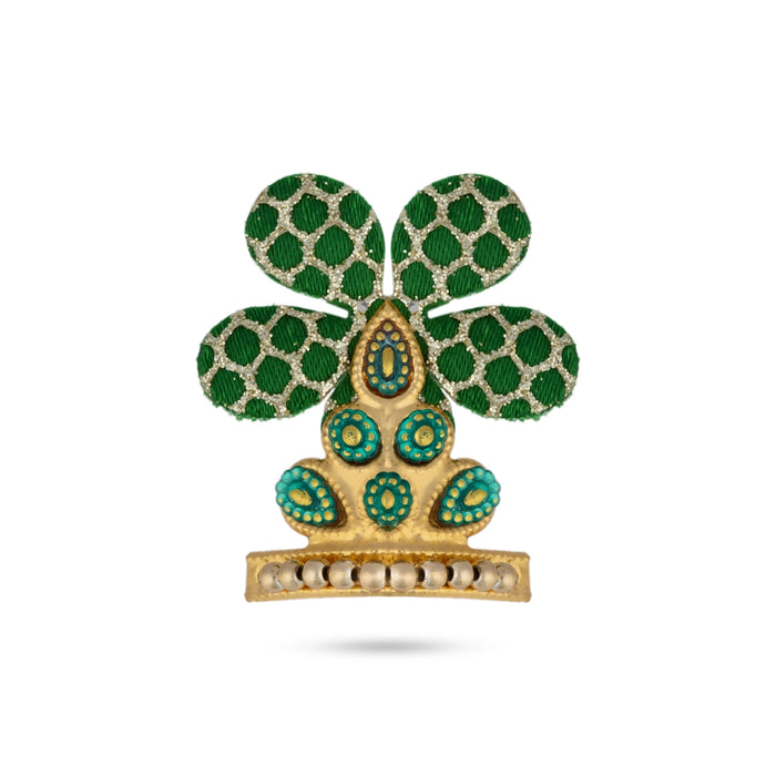 Mala Mukut Set - 1.5 Inches | God Accessory Set/ Crown, Necklace & Earrings For Krishna Bhagawan - Deity Accessories