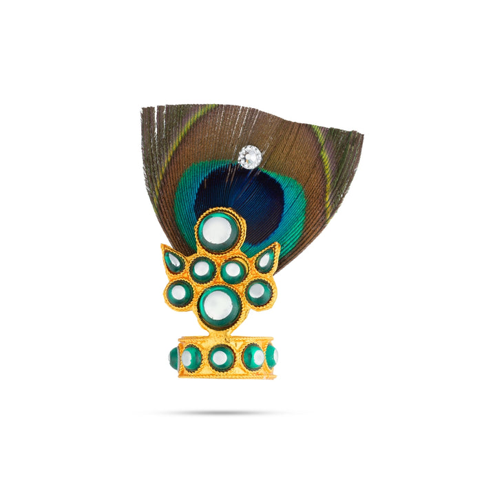 Mala Mukut Set - 2 Inches | Decorative God Idol Jewelry Set/ Mukut, Mala & Earrings for Krishna Idol