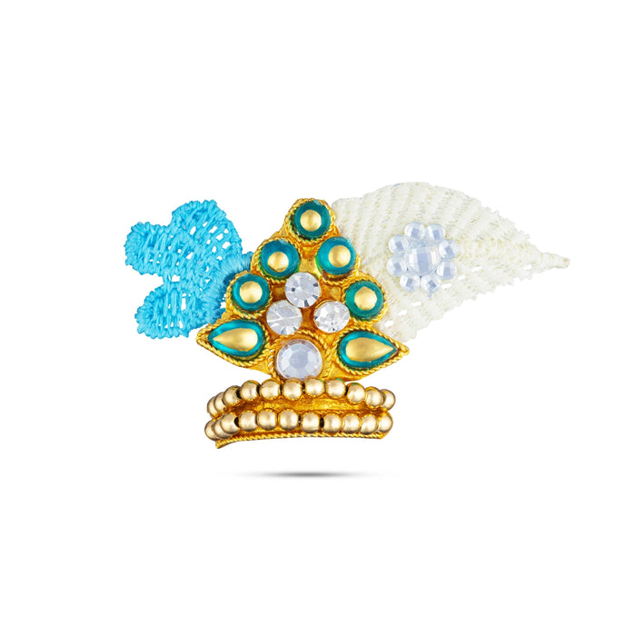 Mala Mukut Set - 2 Inches | God Idol Jewelry Set/ Mukut, Mala & Earrings for Krishna Decoration
