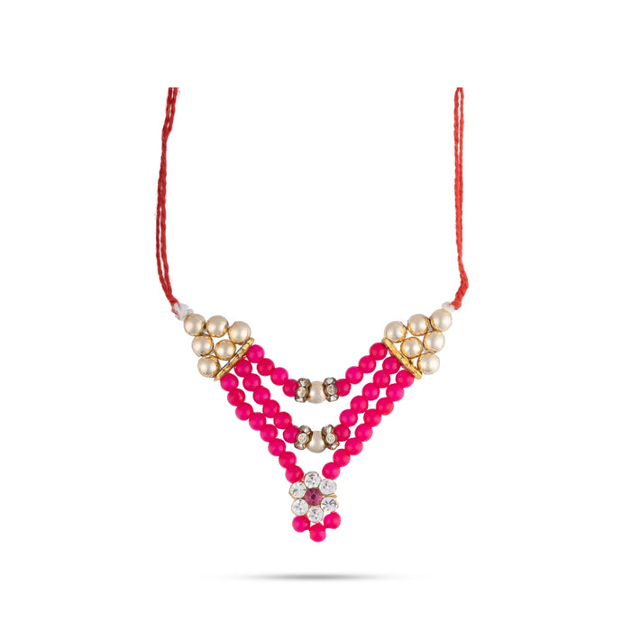 Mala Mukut Set - 1.5 Inches | Crown with Beaded Necklace/ Deity jewellery/ God Ornament for Pooja