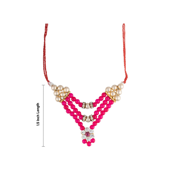 Mala Mukut Set - 1.5 Inches | Crown with Beaded Necklace/ Deity jewellery/ God Ornament for Pooja