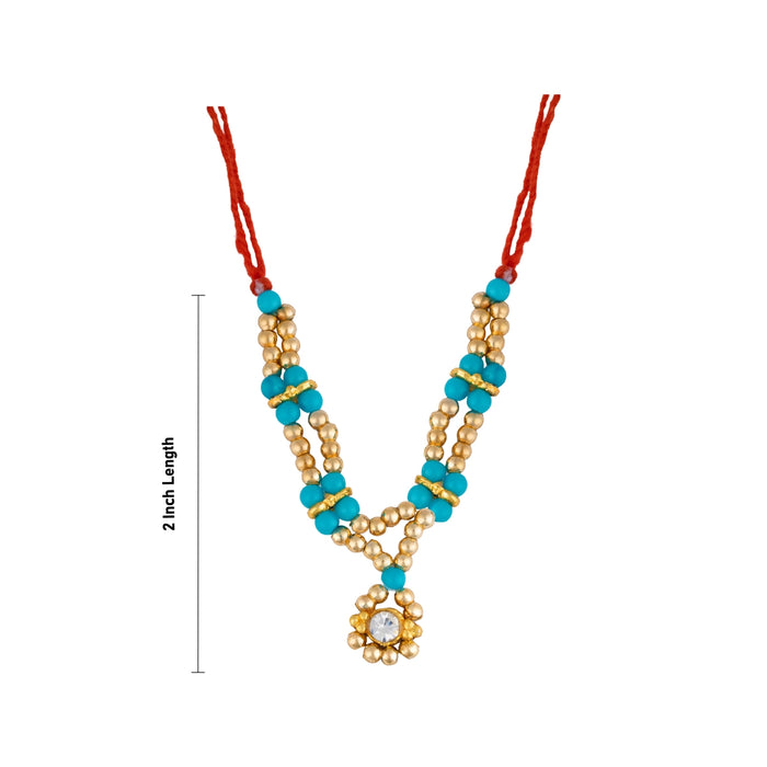 Mala Mukut Set - 2 Inches | Deity Jewelry Set / Mukut, Mala & Earrings For Krishna Alangaram