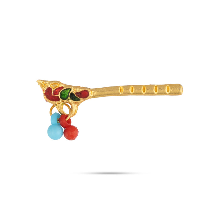 Mala Mukut Set - 2 Inches | Lord Krishna Jewellery Set / Crown, Mala & Earrings for Deity Decoration