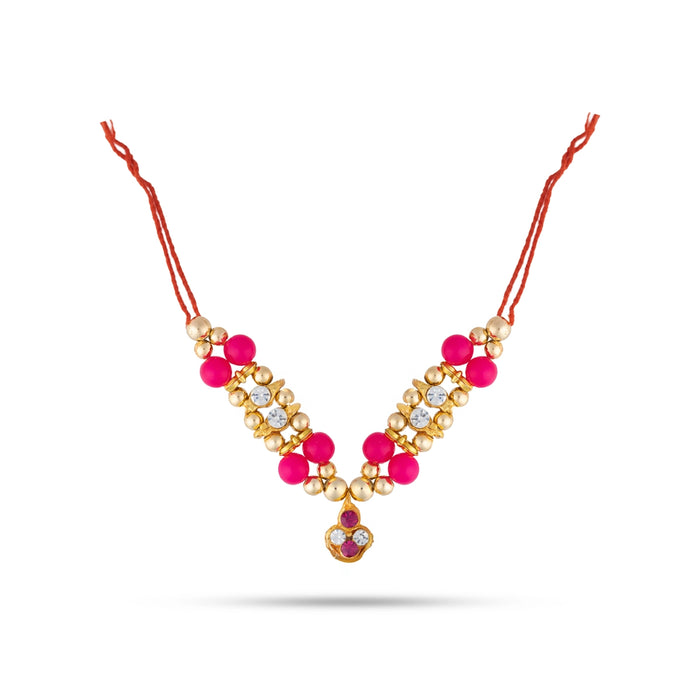 Mala Mukut Set - 2 Inches | Stone Design Peacock Feather Crown/ Beads Mala for Deity Decoration