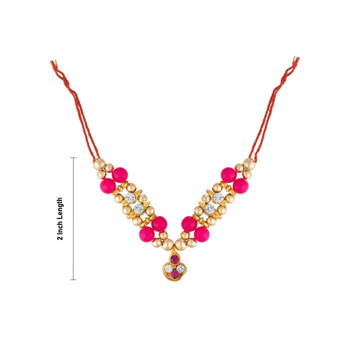 Mala Mukut Set - 2 Inches | Stone Design Peacock Feather Crown/ Beads Mala for Deity Decoration
